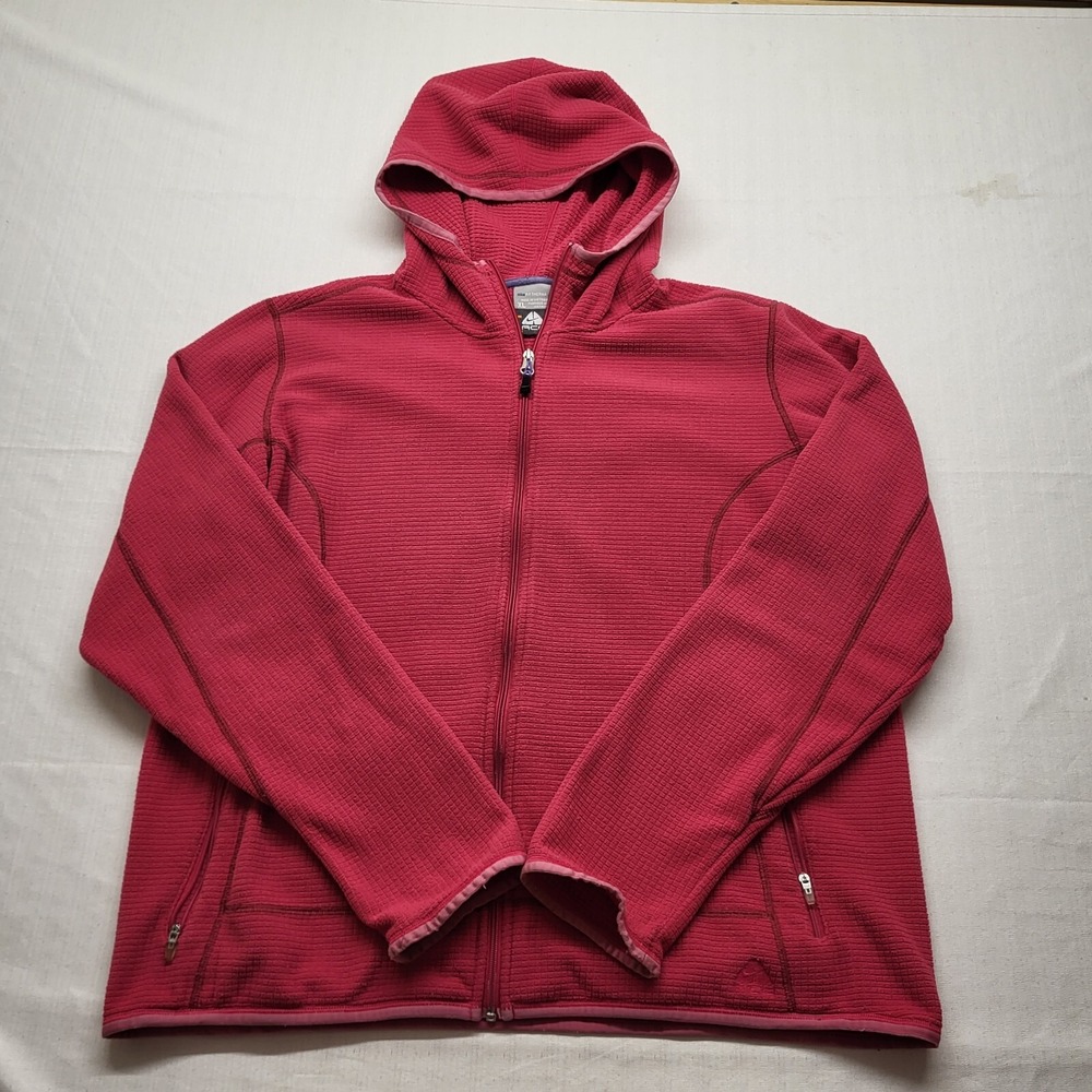 Nike ACG Fleece Jacket Womens XL Full Zip Hooded Pink Long Sleeve Polyester